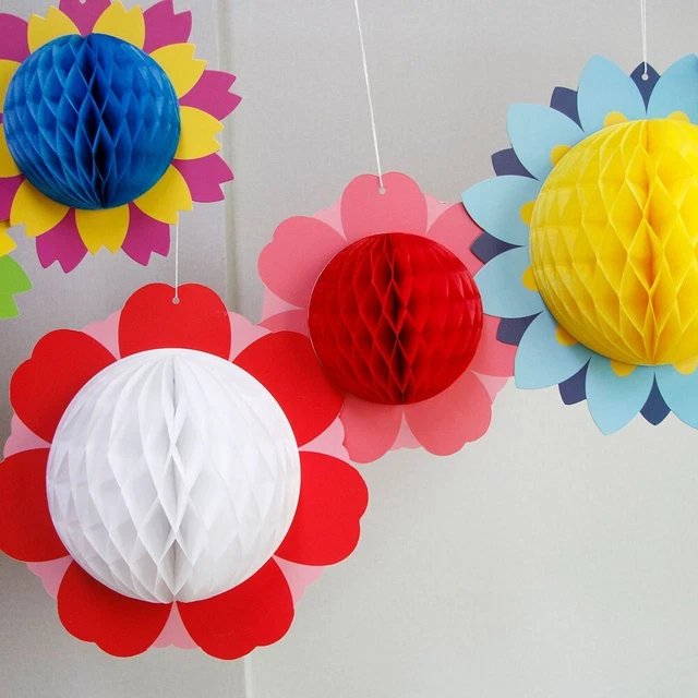 Bola de flores de papel de alta calidad cumpleaños colorida decoración centro comercial