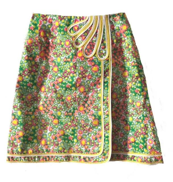 Vintage "The Lilly" Lilly Pulitzer 1970s pink + green A line skirt sz 6