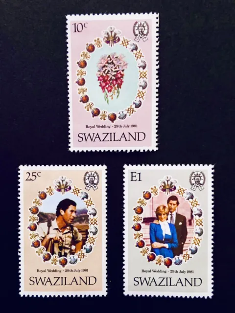 1981 Swaziland Royal Wedding - Charles & Diana - Set of 3 Stamps - Mint - MNH.