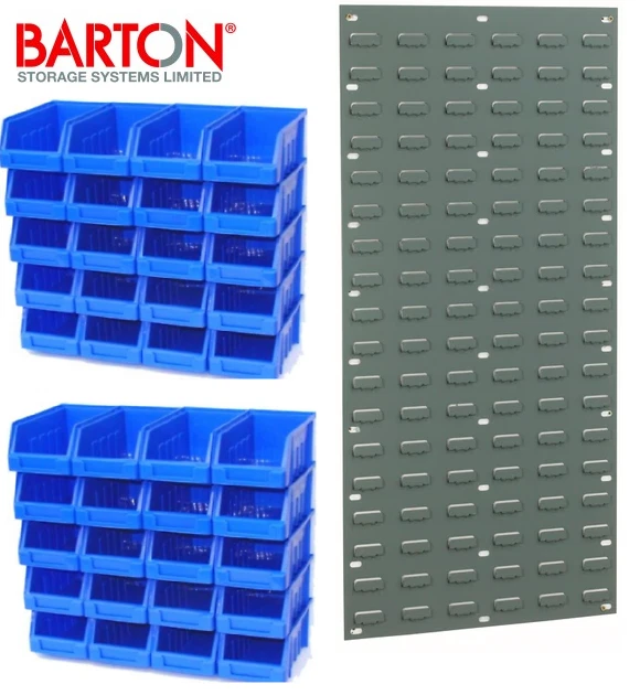 40 PLASTIC STORAGE BINS, LOUVRED PANEL (SB35) BOX SET LINBINS RED or ...
