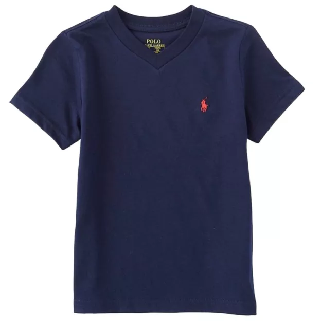 Boys Girls Ralph Lauren T shirt new V neck bonus 2 pack navy red med 10 - 12 3