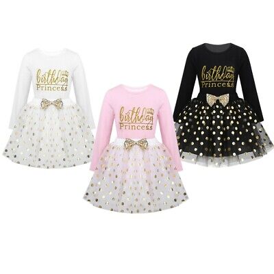 Kids Baby Girls Shinny Polka Dots Birthday Outfit Shirt Tops+Mesh Tutu Skirt Set