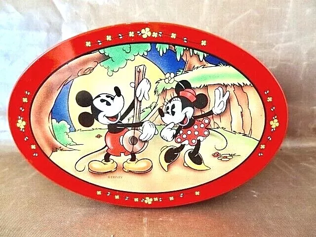 Disney - Vintage Mickey Mouse Tin - Red & White with Mickey and Minnie