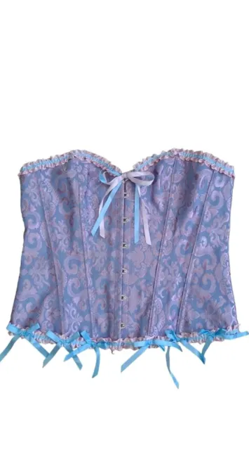 Boned Corset Bustier Pink / Blue Size 6XL Lace Up Sexy Burlesque (RRP $140)