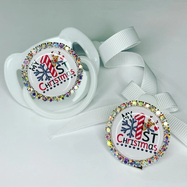 Navidad Mi primer bebé ficticio clip chupete rosa azul baby shower regalo niñas niños