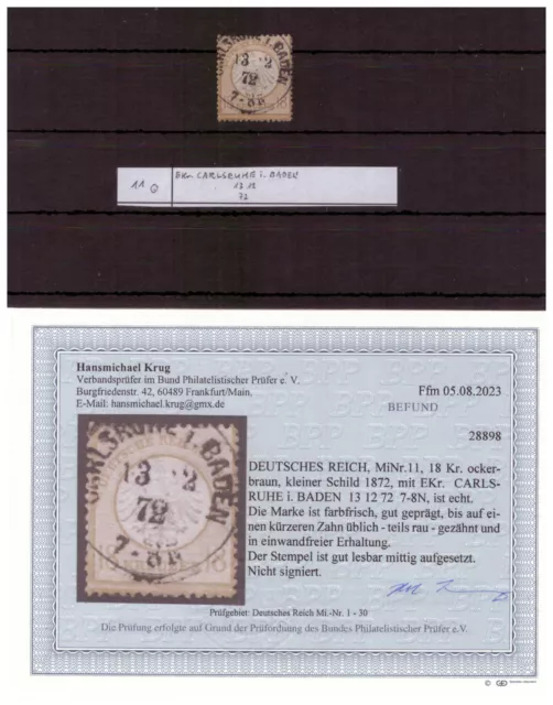 H26884 Deutsches Reich Mi. Nr. 11  gestempelt  Befund BPP