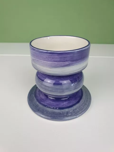 JERSEY POTTERY Purple Candle Stick Holder 9cm Tall