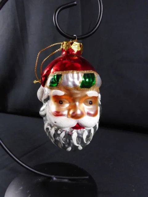 Lovely Mercury Glass Large Santa Claus Face Head Christmas Tree Ornament