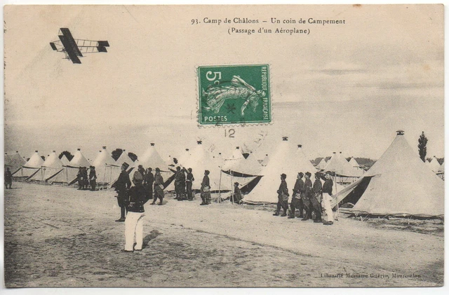 CHALONS SUR MARNE - Marne - CPA 51 - Vie MILITAIRE - le camp - passage aéroplane
