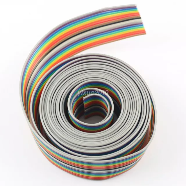 2M Meter 1.27mm Pitch 18 Way Wire Conductor Rainbow Color IDC Flat Ribbon Cable