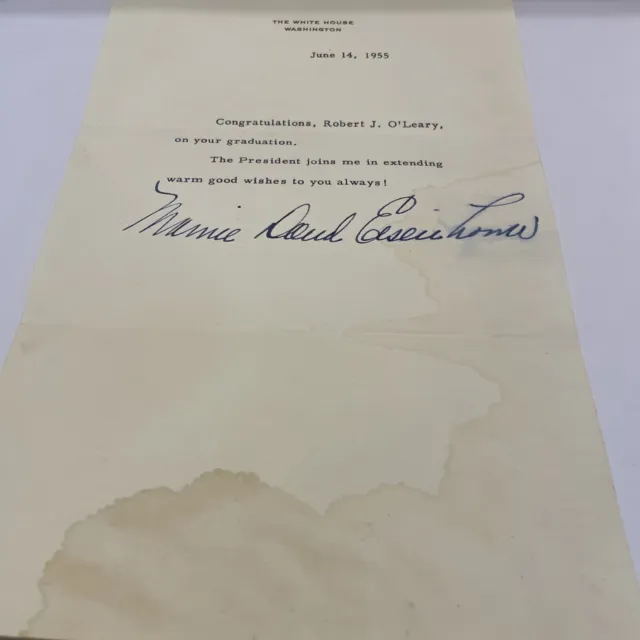 1956 LETTER SIGNED By Mamie Eisenhower On White House Stationery $99.00 ...