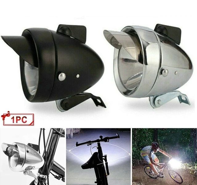 Phare Avant Vélo Ancien Vintage ELVISH LEFOL – Alliage Argenté – Pièce D’époque
