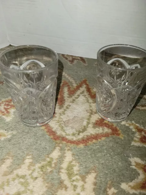 Set Of ,2 Cut Crystal Heavy Glasses With Daisy Flower Stunning Mcm