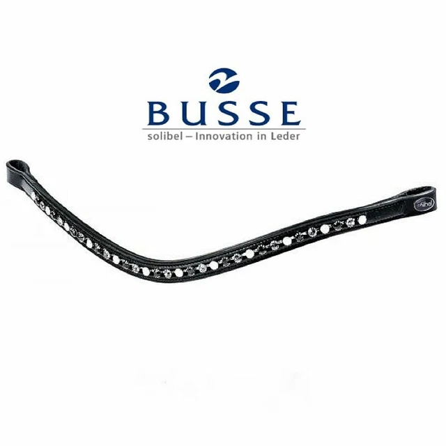 Busse Comfort Black Leather Curved Multi Crystal Browband