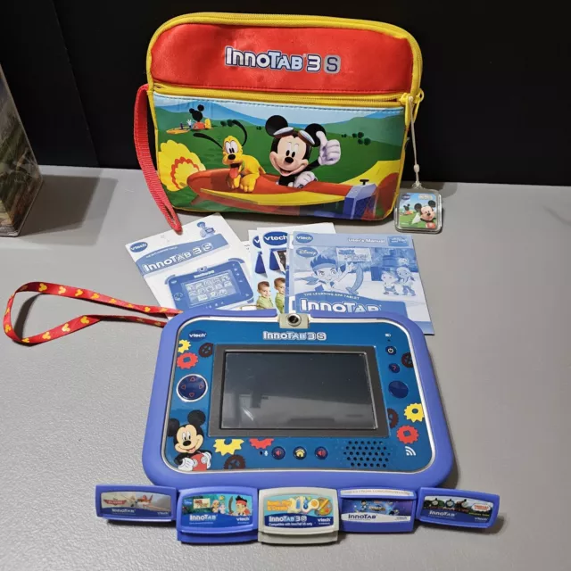 VTECH Disney InnoTab 3S Learning Tablet w/ Camera Bundle, 5 Games & Carry Case