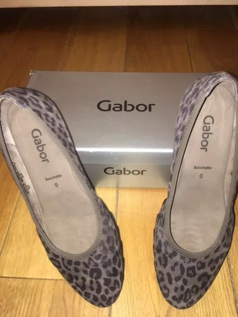 Gabor Suede Leopard Print Pumps, Grey with Box Size 6