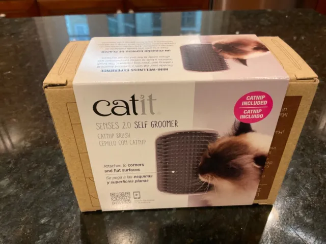 catit SENSES 2.0 Cat SELF GROOMER Wall Corner Grooming CATNIP Toy Hair Brush