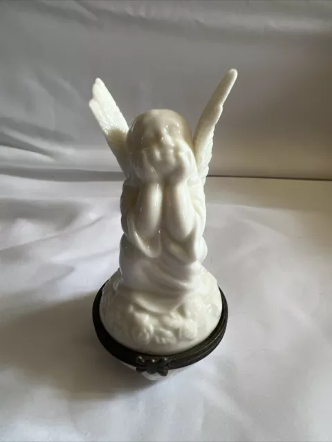 Porcelain/Ceramic Cherub Angel Cupid Hinged Trinket Jewelry Box