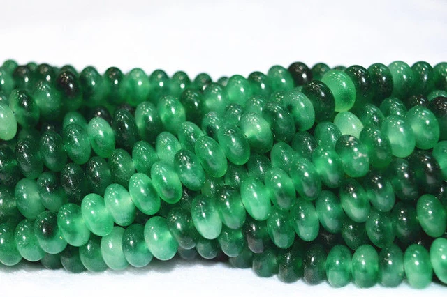New 5x8mm Green Emerald Abacus Gemstones Loose Beads 15" #KH177