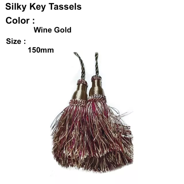 4X Silky Key Tassels, Cushions, Blinds,Bibles , Curtains,Wine Green