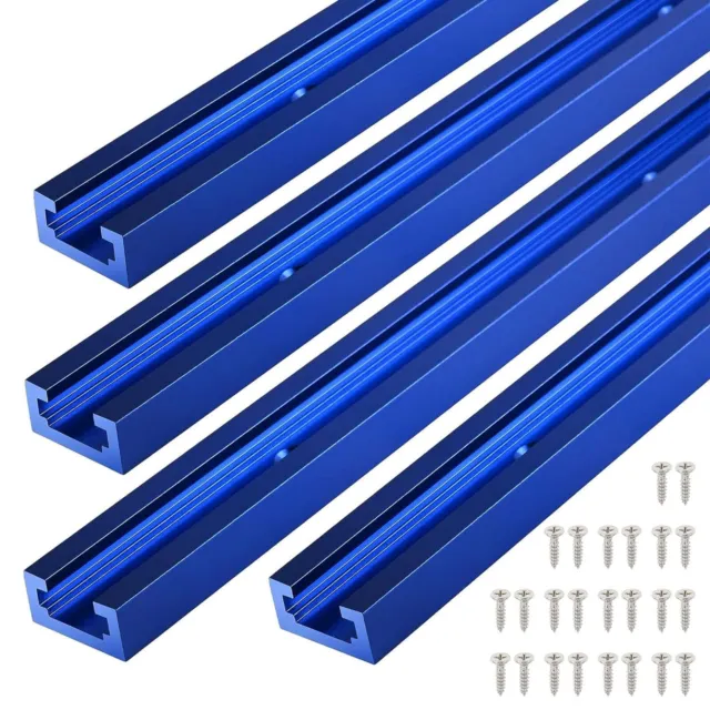 4pcs Blue 48'' Double Cut T Track Aluminum Profile Universal With Mounting Holes