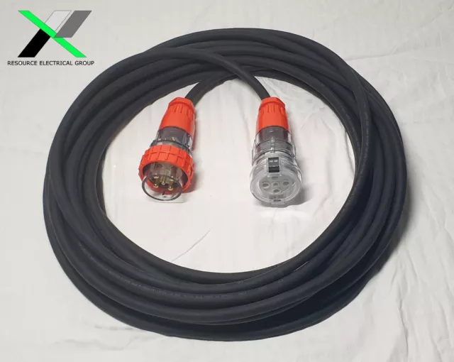 20 Amp 10m Extension Lead, 3 Phase, 5 pin, 415V 20A 4.0mm² 10mt Cable 3ph