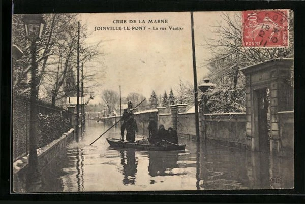 CPA Joinville-le-Pont, Inondations, La rue Vautier 1911