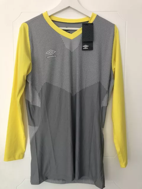 Umbro Base Layer Shirt grau gelb langärmeliges Oberteil Herren XL