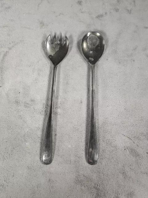 Vintage Silver Plated 9" Salad Serving Spoon Set Made in italy