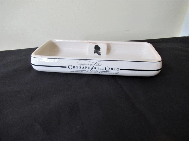 Chesapeake & Ohio RR Lines C&O George Washington Buffalo China Ashtray 7" X 3"