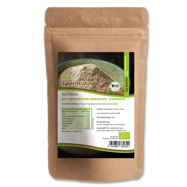 Mynatura germe di grano biologico macinato 250 g spermidina - frullato cura nutrizione
