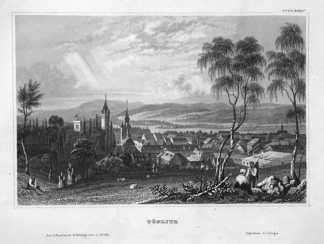 Töplitz Werder Brandeburgo Germania Incisione Acciaio Engraving 1840