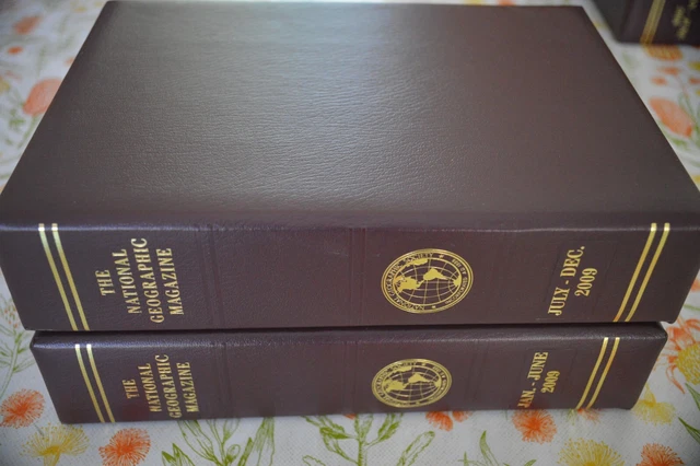 National Geographic Magazines for 2009 in original leatherette slip cases