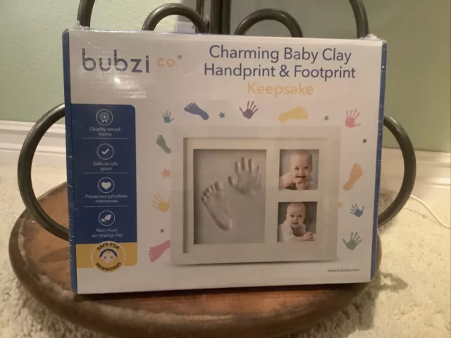 New Bubzi Co. Charming Baby Clay Handprint & Footprint Keepsake Picture Frame