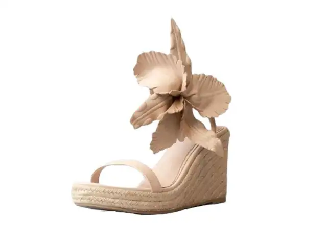 Cecelia New York Lilly Nude Cork Ankle Strap Open Toe Wedge Heeled Sandals