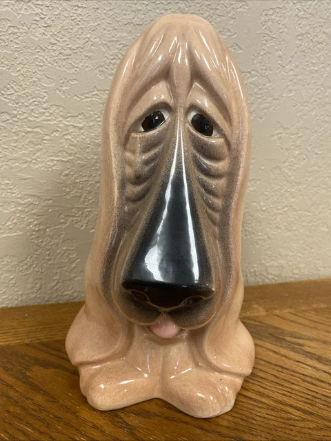 VINTAGE 70S SAD Crying Tear Basset Hound Dog Piggy Bank 11