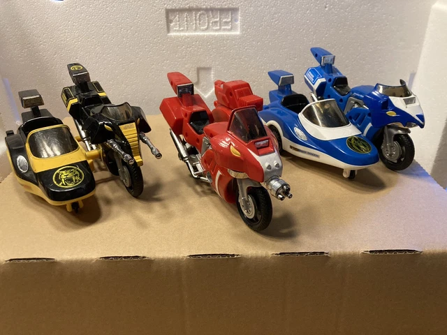 BANDAI 1993 MIGHTY Morphin Power Rangers Red, Blue & Black Battle Bikes ...