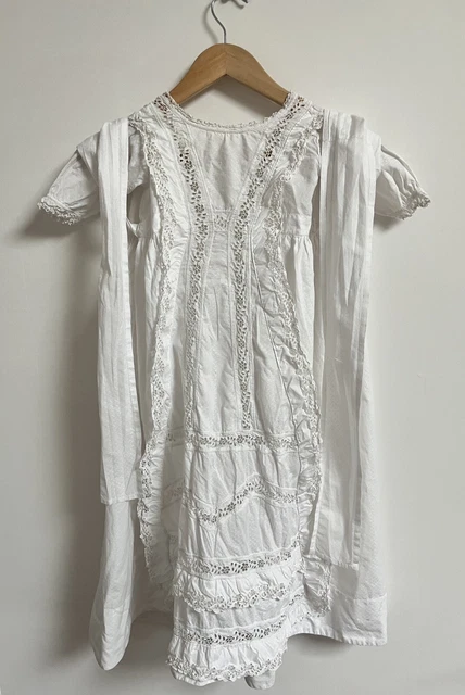 Robe Ancienne – Pour Bébé Ou Poupée, Style Vintage, Pièce Unique