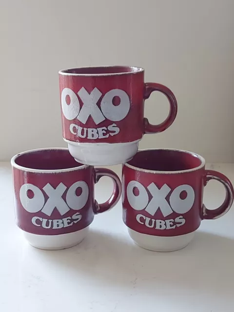 Vintage Oxo Cubes Ceramic Mug Ceramic Rustic Made in England Red & White 2