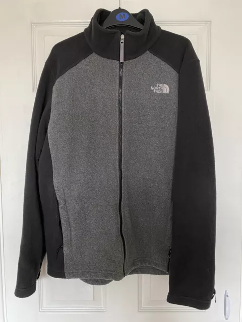 Giacca in pile da uomo The North Face con cerniera intera nera grigia taglia L leggere descrizione