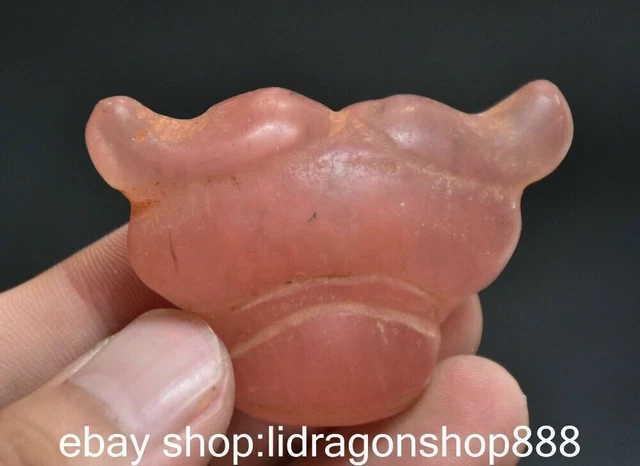 2.4 "Chine Red Mountain Culture cristal rouge sculpté masque vache pendentif