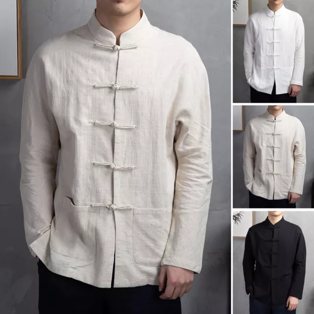 Long Sleeve Shirt Men Long Sleeve Shirt Traditional Chinese Style Men's Mandarin