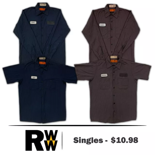 Red Kap Work Shirts 2 Pocket Twin Stripe Poplin Industrial Durastripe Uniform CC
