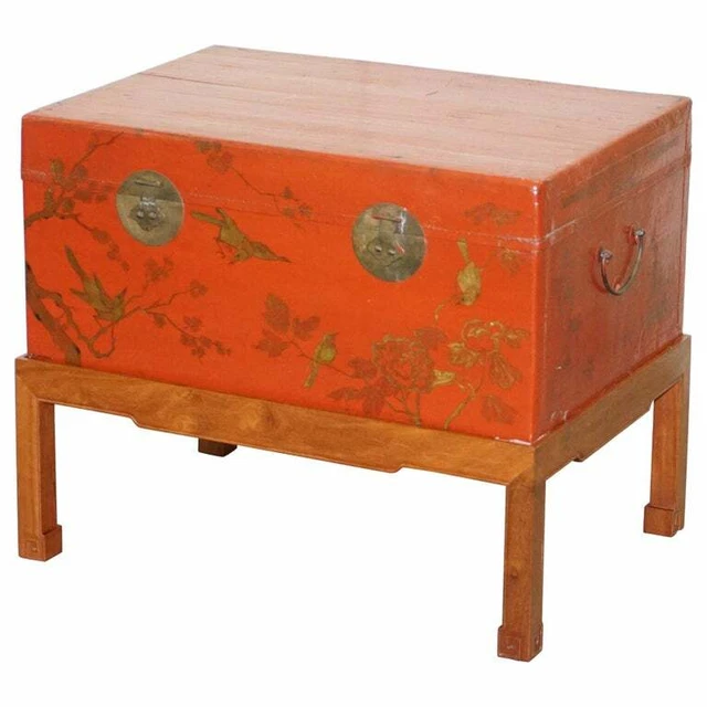 VINTAGE CHINESE CHINOISERIE Hand Painted Luggage Coffee Table Lots