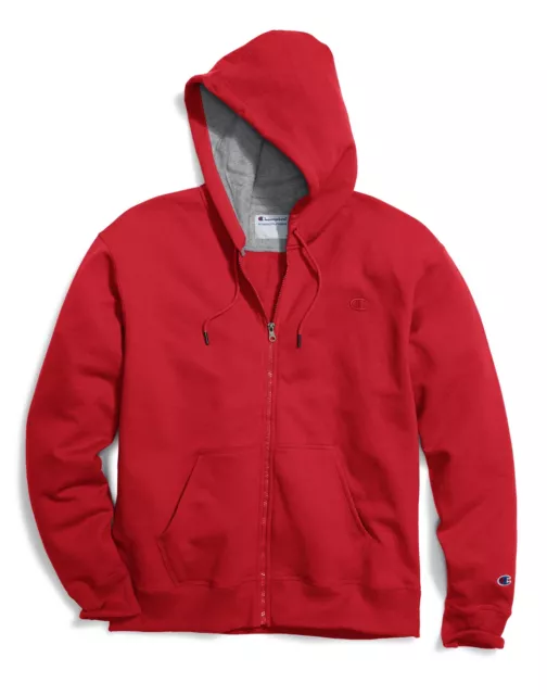 Champion Fleece Jacket Mens Powerblend Sweatshirt Full Zip Hooded Stitched Logo