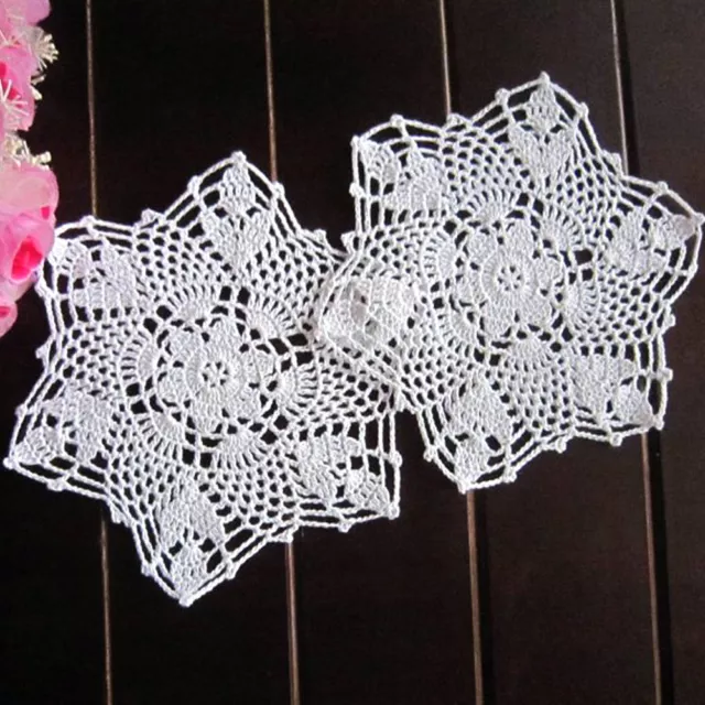 4pcs/set Snowflake Coaster Doilies Mat Hand Crochet Cotton Placemat Doily White