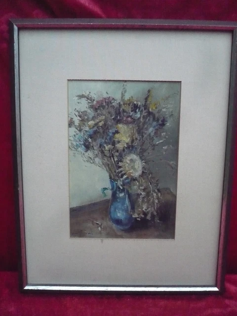 Tableau Signé 'Fleurs Dans Le Jardin' - Œuvre D'art Originale Encadrée