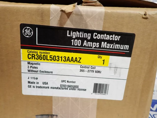 NEW ABB GE 100 amp Lighting Contactor 3P CR360L50 277v Coil