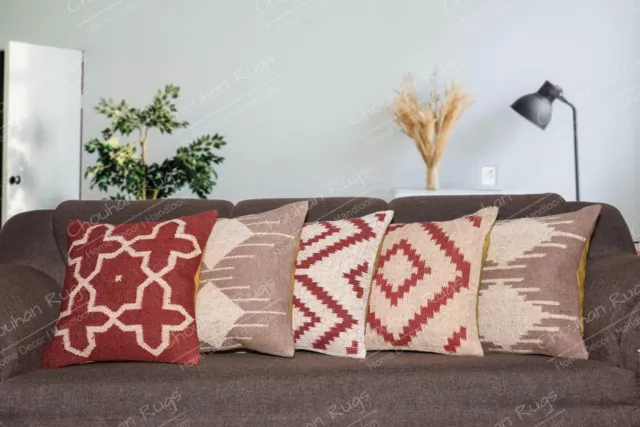 5 Sets Decorative Handmade Turkish Kilim Pillow Cover 18x18 Kilim Sofa Cushion