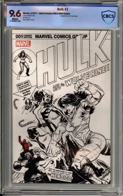 Marvel- Hulk #1 (2017) CBCS 9.6 McGuinness/Hall Of Comics Excl. B&W Sketch Cvr B